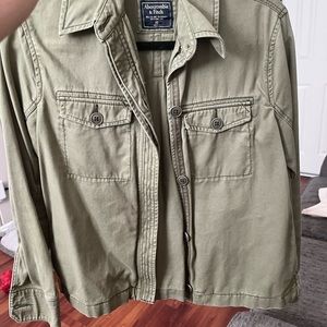 Green utility button up jacket